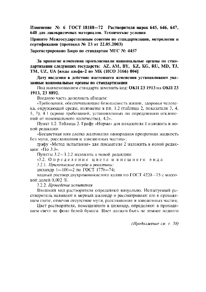 Изменение №6 к ГОСТ 18188-72