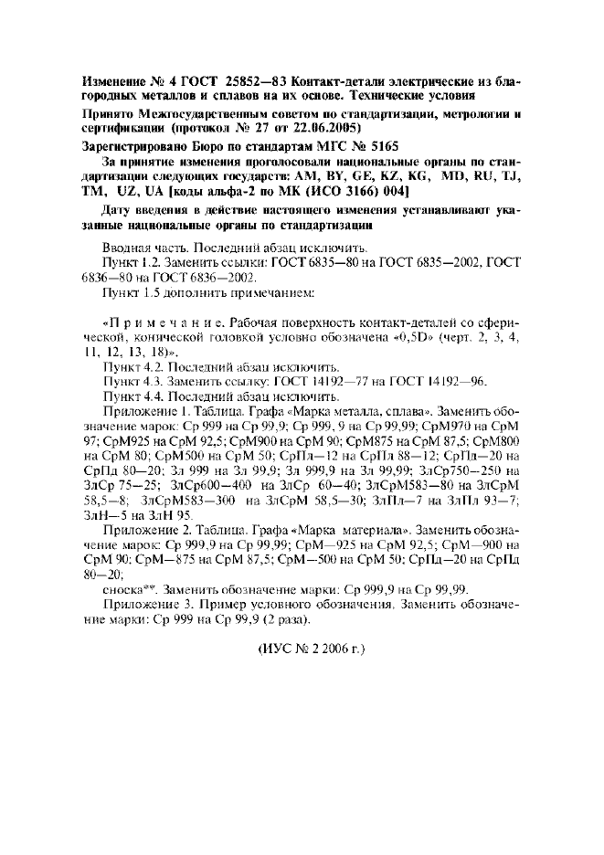 Изменение №4 к ГОСТ 25852-83