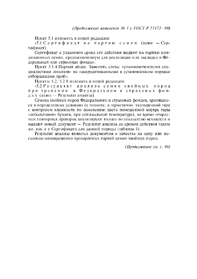 Изменение №1 к ГОСТ Р 51173-98